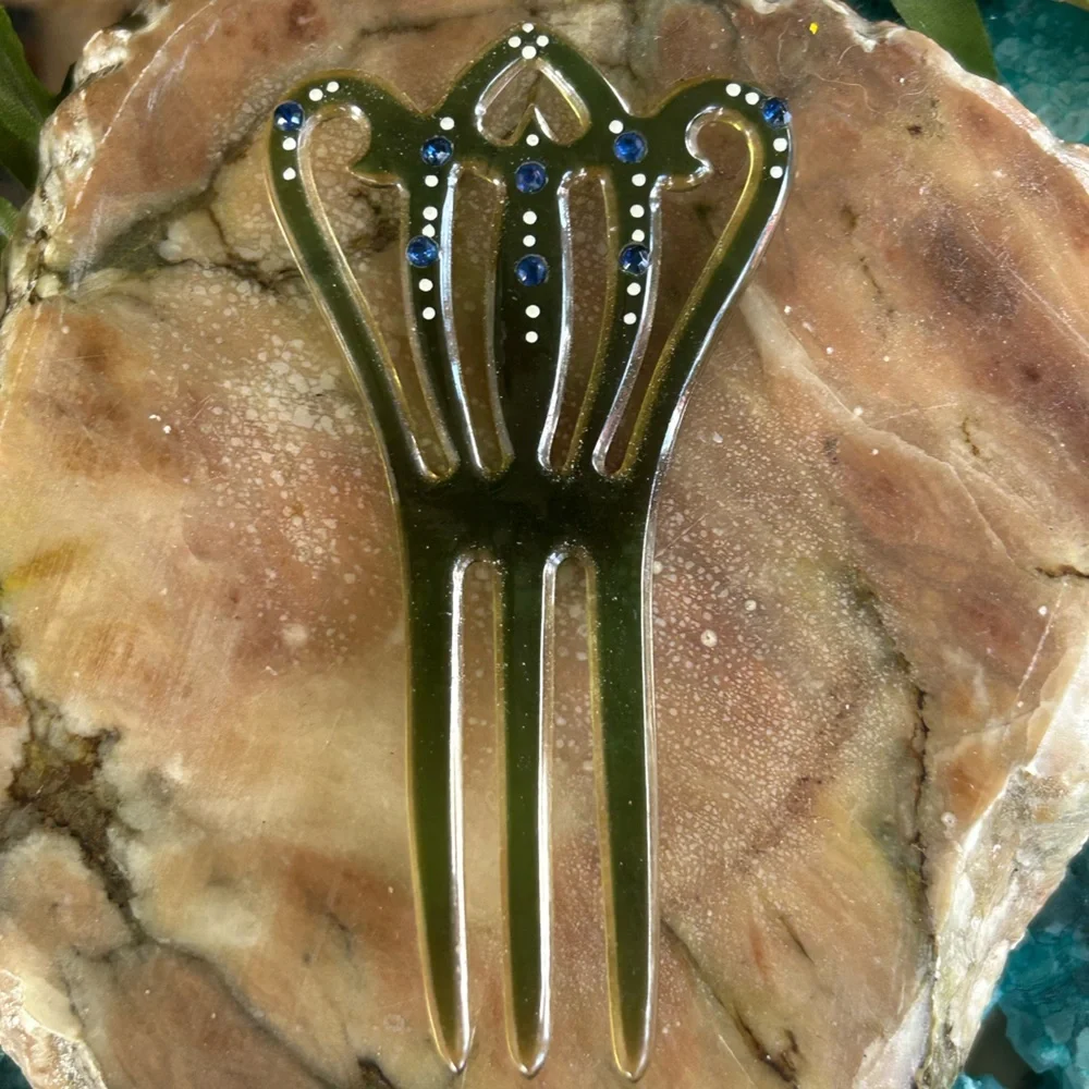 Vintage Green Hair Comb